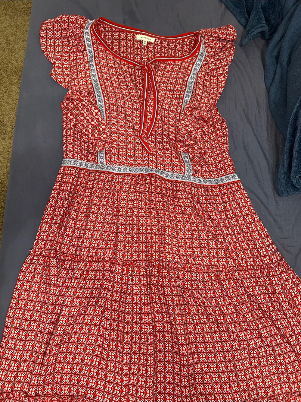 Max Studio Red Geometric Maxi Dress